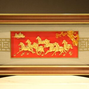 Tranh mã đáo thành công dát vàng 24K - MD04