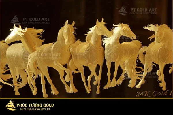 Tranh ngựa mã đáo dát vàng 24K - MD06 - Ảnh 2