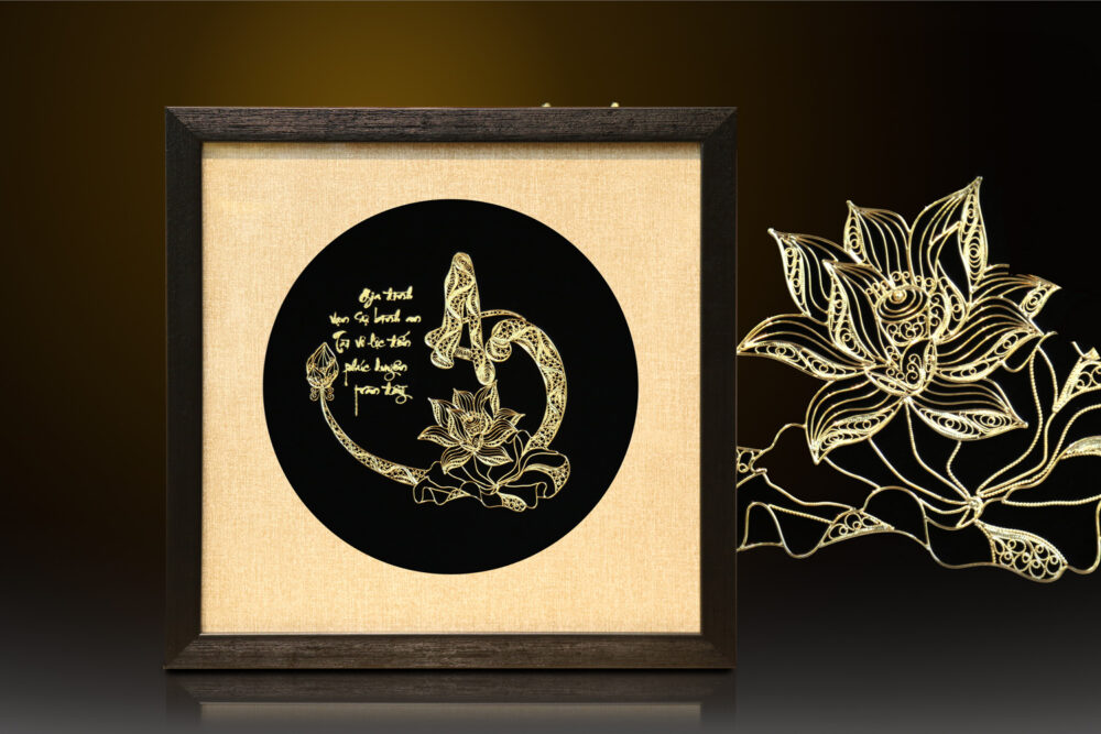Tranh thư pháp chữ “An” mạ vàng 24k – CA07 (1)