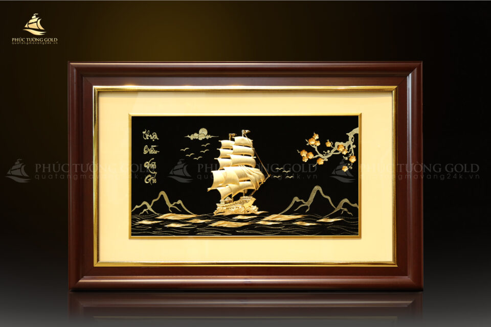 Tranh thuyền buồm vàng lá 24K - TB07 1
