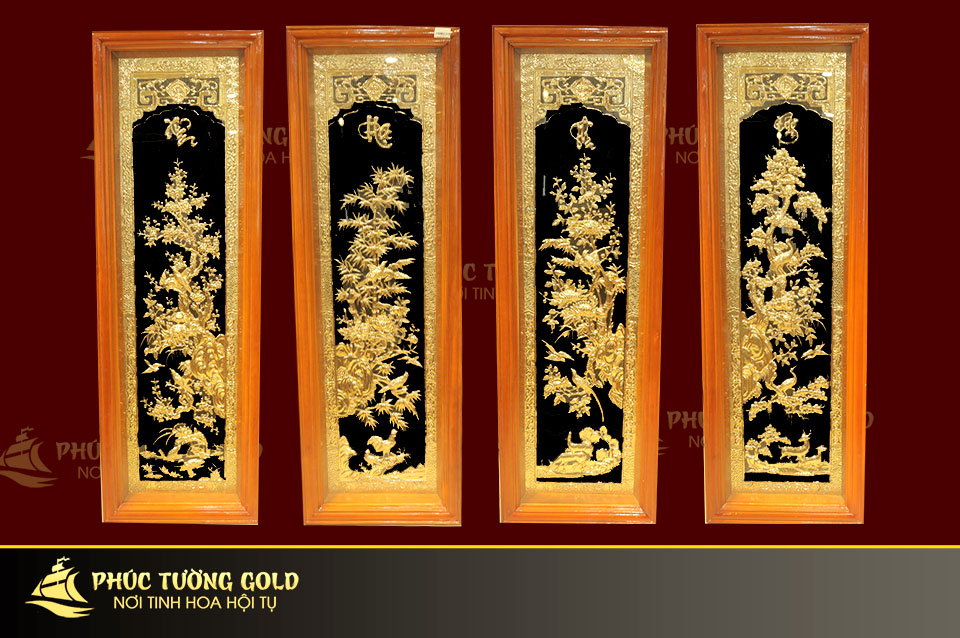 tranh-tu-quy-2 Tranh tứ quý Tùng-Cúc-Trúc-Mai