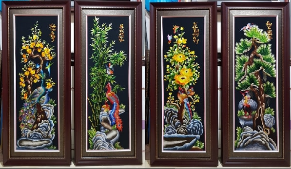 Tranh xuân hạ thu đông tùng cúc trúc mai - phuctuonggold-com