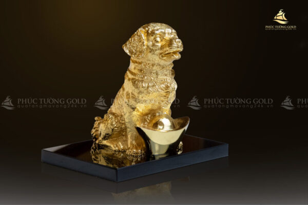 Tượng con chó mạ vàng 24K - TC04 - Ảnh 3