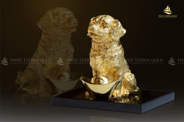 Tượng con chó mạ vàng 24K - TC04 - Ảnh 4