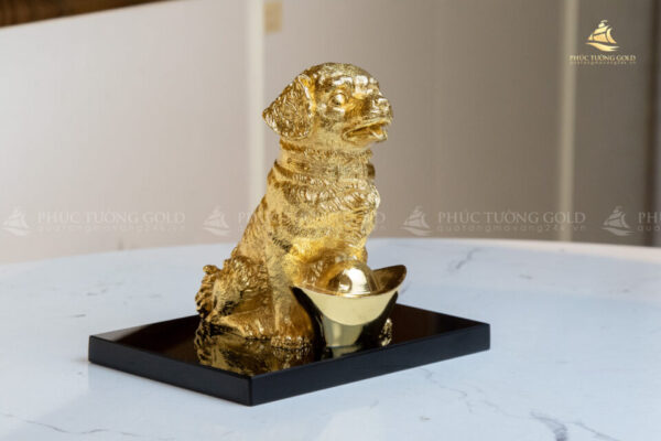 Tượng con chó mạ vàng 24K - TC04 - Ảnh 5